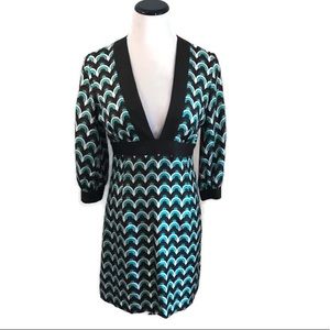 Milly Turquoise, Brown and White Dress Sz 6